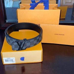 Louis Vuitton black damier pattern belt